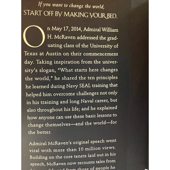 Make Your Bed Book Hardcover by Admiral William H. Mc Raven Inspirational Wisdom - Picture 3 of 5